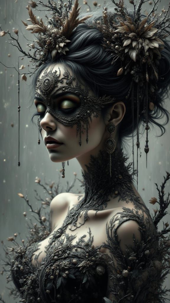 Philippine Fashion Deity with Intricate Lace Mask