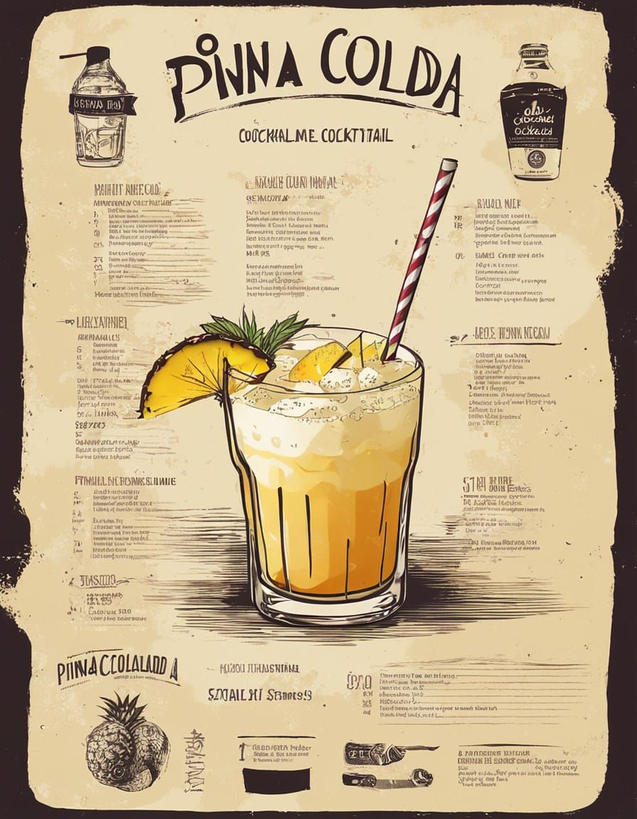 Tropical Island Pina Colada in Vibrant Art