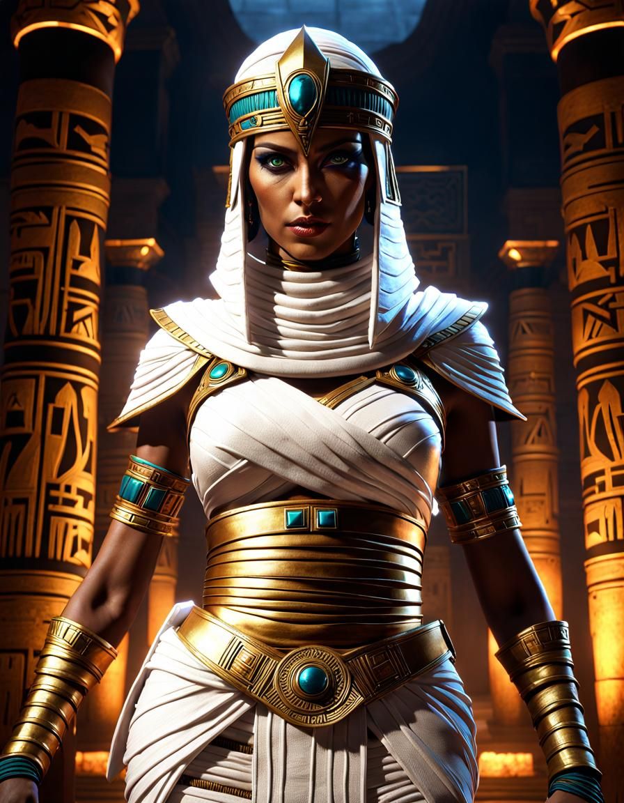 Mummy Woman in Fantasy Outfit, Digital Art