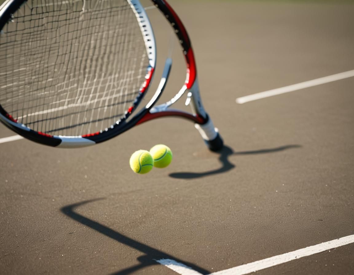 Tennis Racket Strikes Ball with Motion Blur
