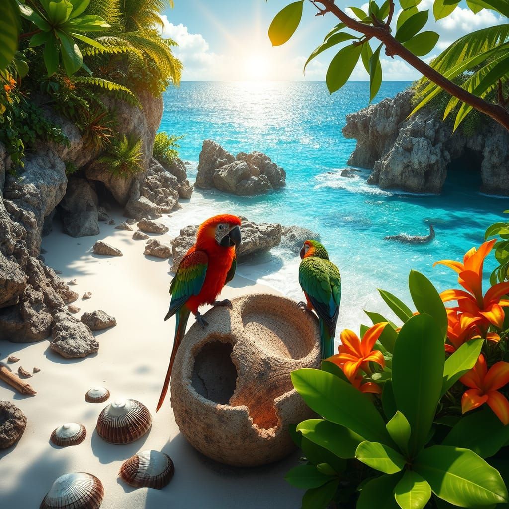Tropical Paradise Coastal Lagoon in Impressive Photorealisti...