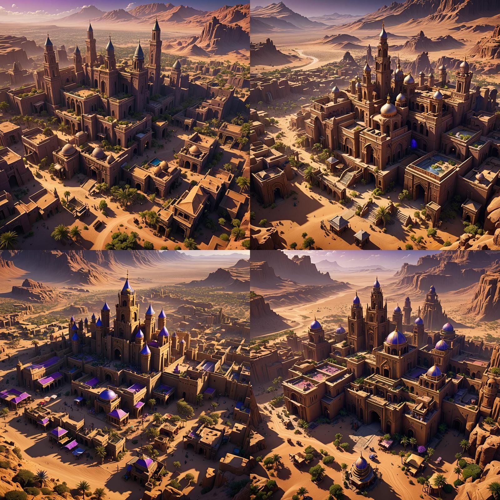 Prosperous Desert Kingdom Near Oasis with High Towers