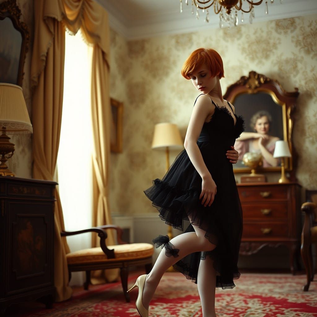 Elegant Young Man in Grandma's Bedroom