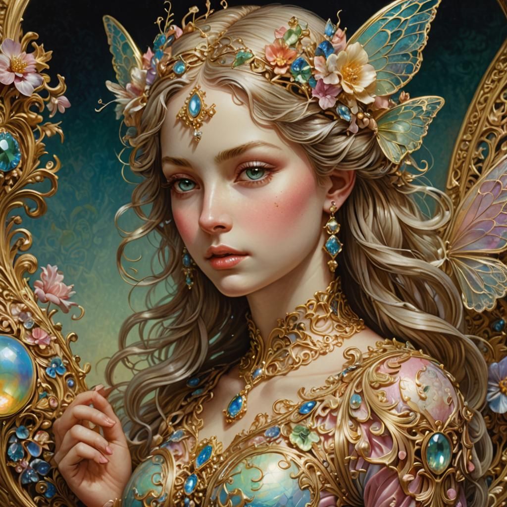 Baroque Fairy Engraved on a Fabergé Egg