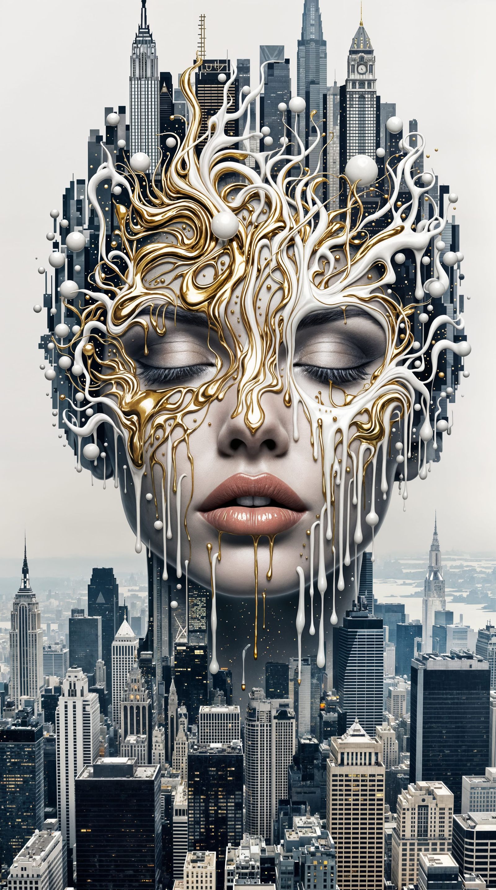 City Goddess Emerges from Urban Landscape