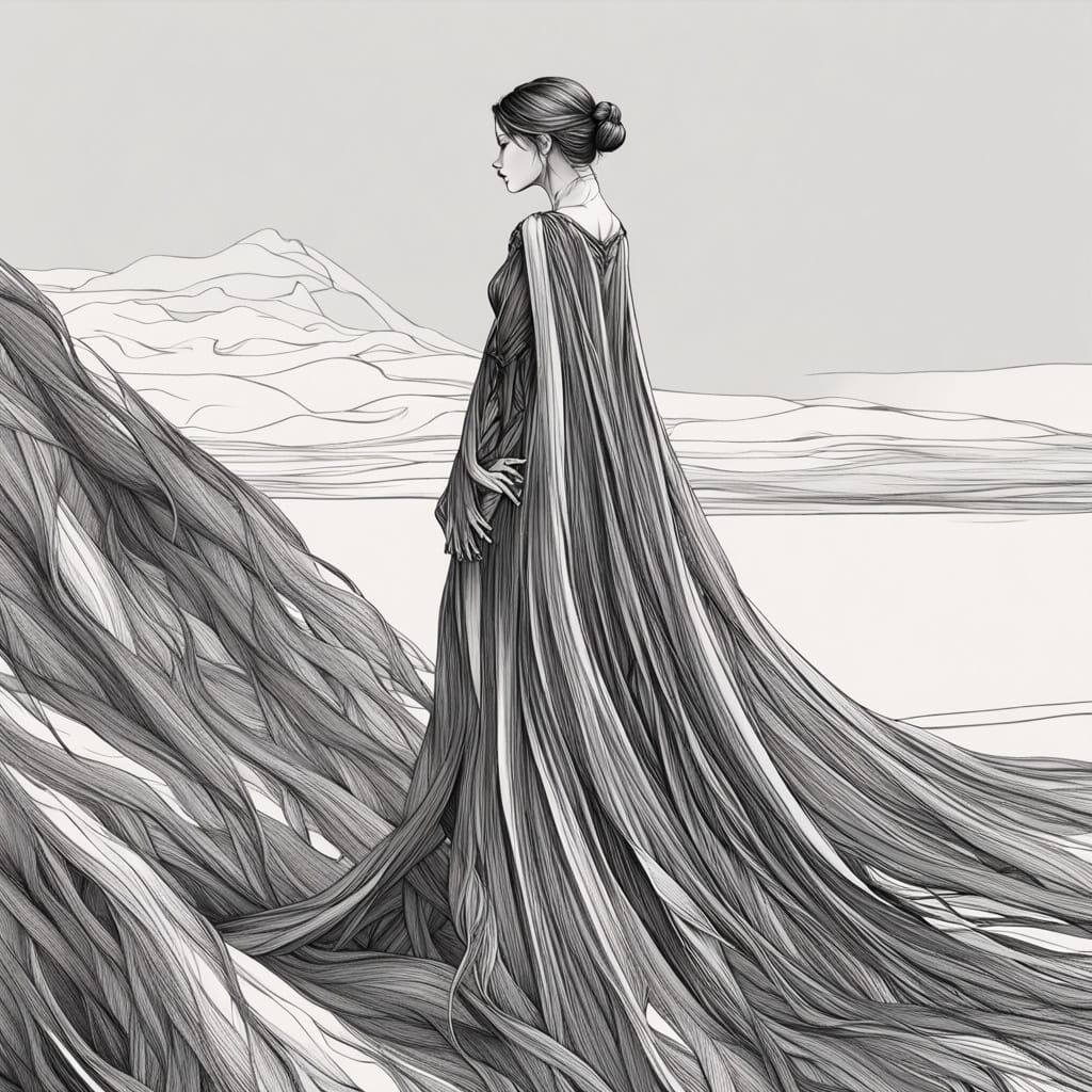 Mysterious Gothgirl Emerges From Dress on Windy Shoreline