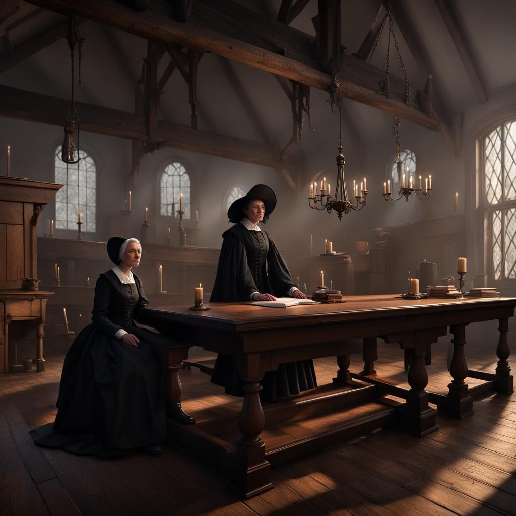 Salem Witch Trial Scene in Colonial Massachusetts