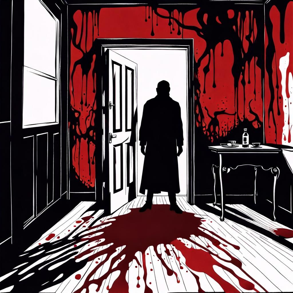 Eerie Ink Painting: Dripping Blood in Dark Room