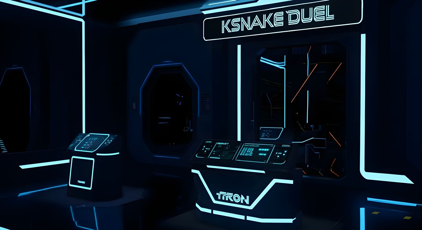 Tron Game in Futuristic Cyberspace with KSnakeDuel Sign