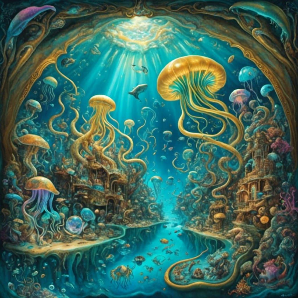 Bioluminescent Atlantis: Jellyfish Bloom in Deep Sea