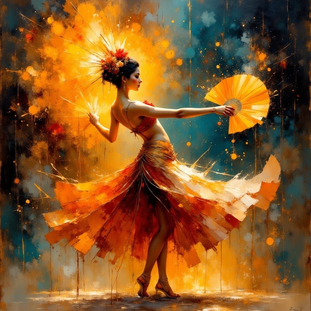 Balinese Fire Dancer in Tropical Style