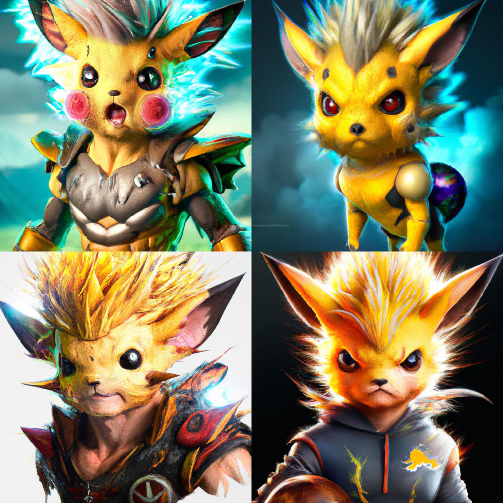 Super Saiyan Pikachu: Detailed Fantasy Portrait