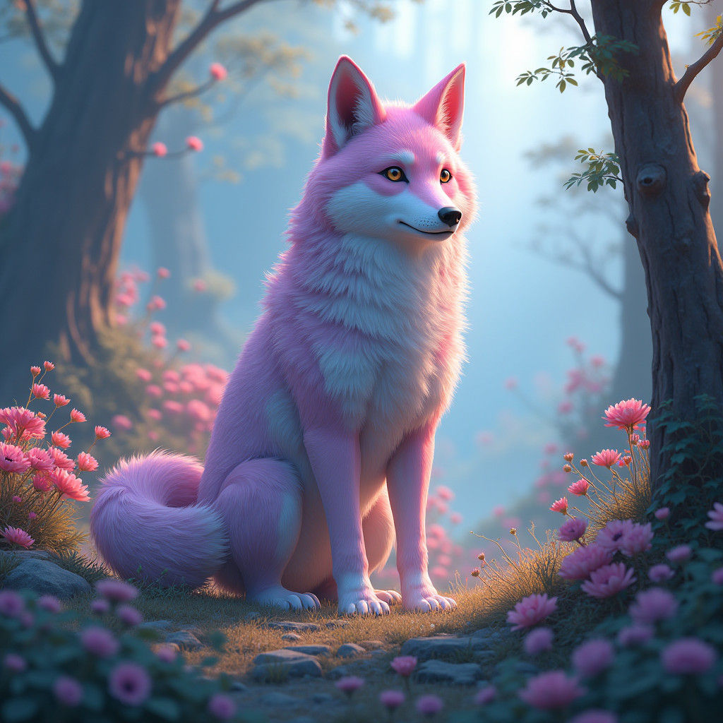 Pastel Fursona in Dreamlike Landscape, Matte Painting