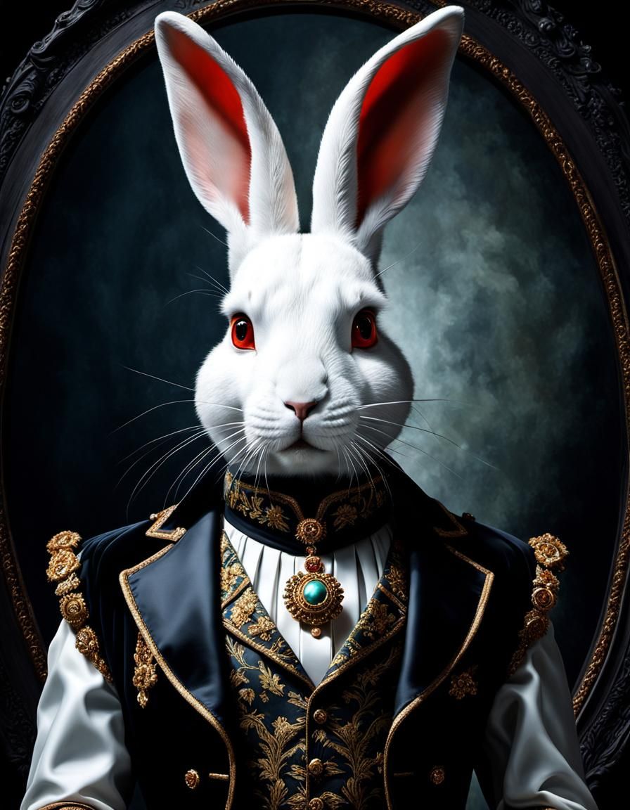 Rabbit Woman in Baroque Style with Gothic Fashion