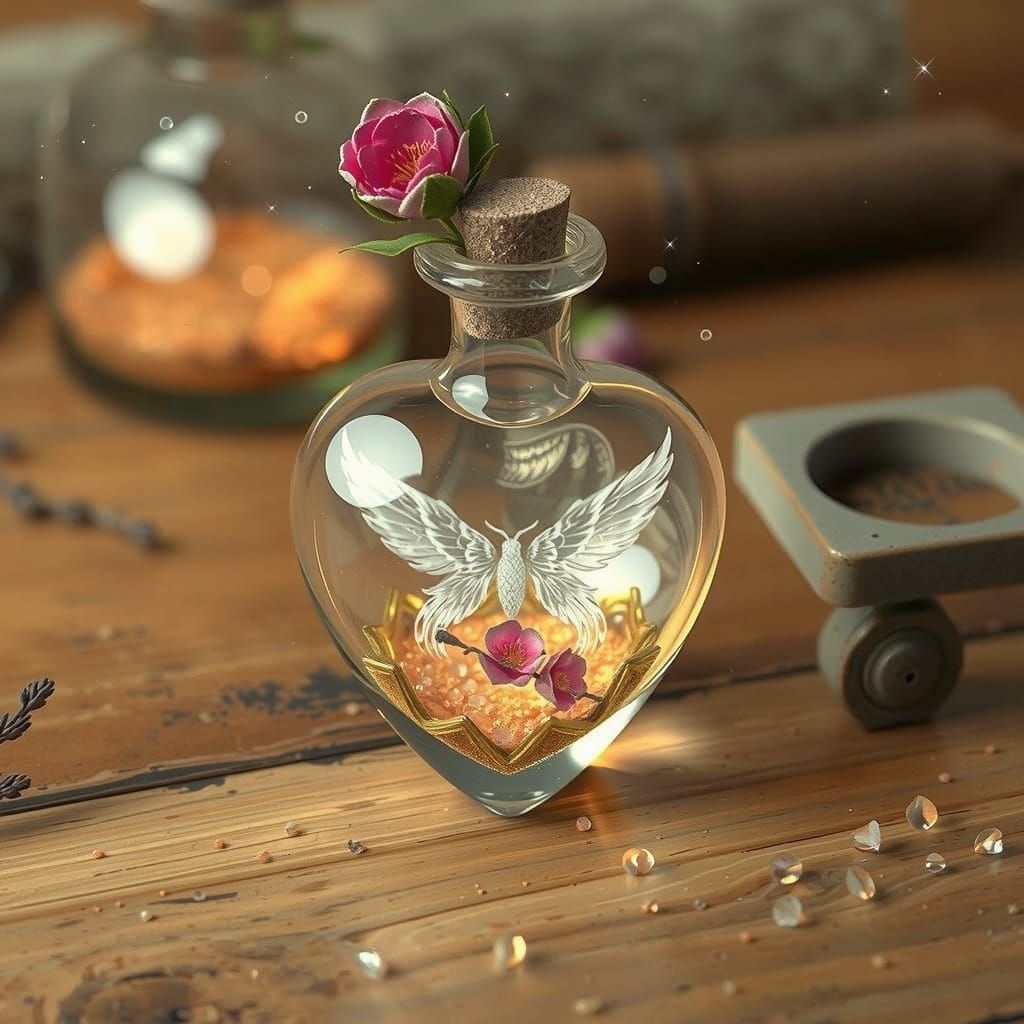 Crystal Heart Vial with Moonbeams and Stardust