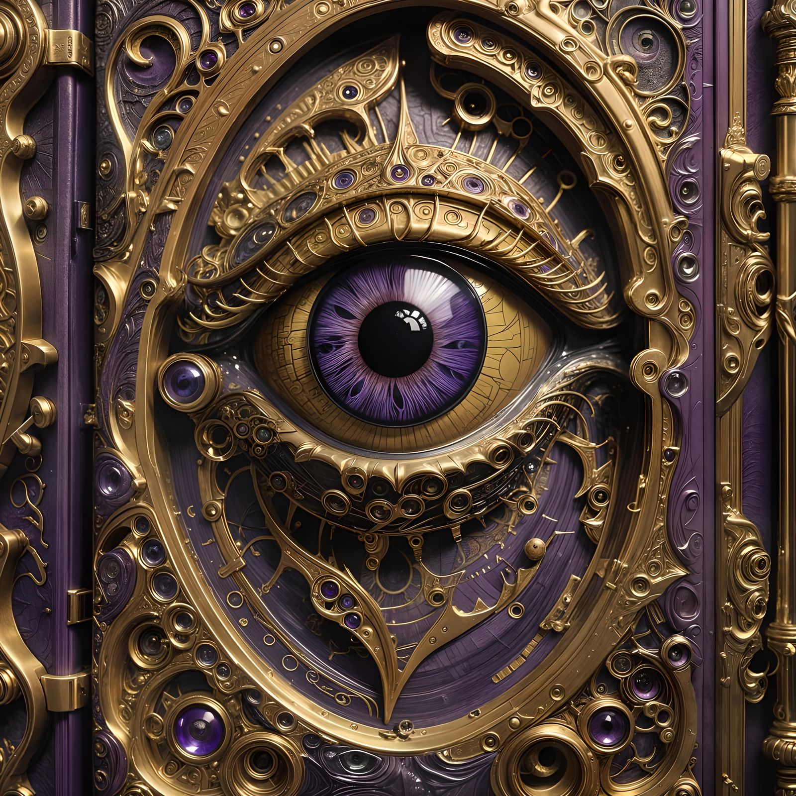Giant Eye in Magical Bookcase: Cinematic Film Still
