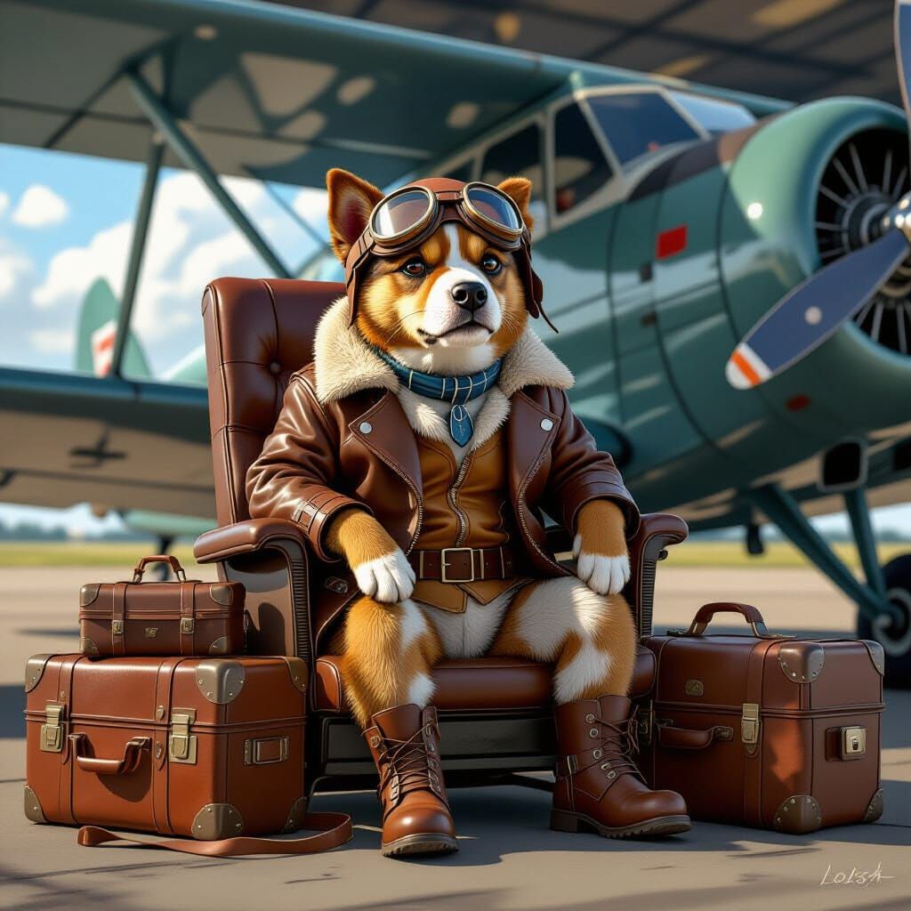 Vintage Airplane Scene with Toffees in Realistic Style