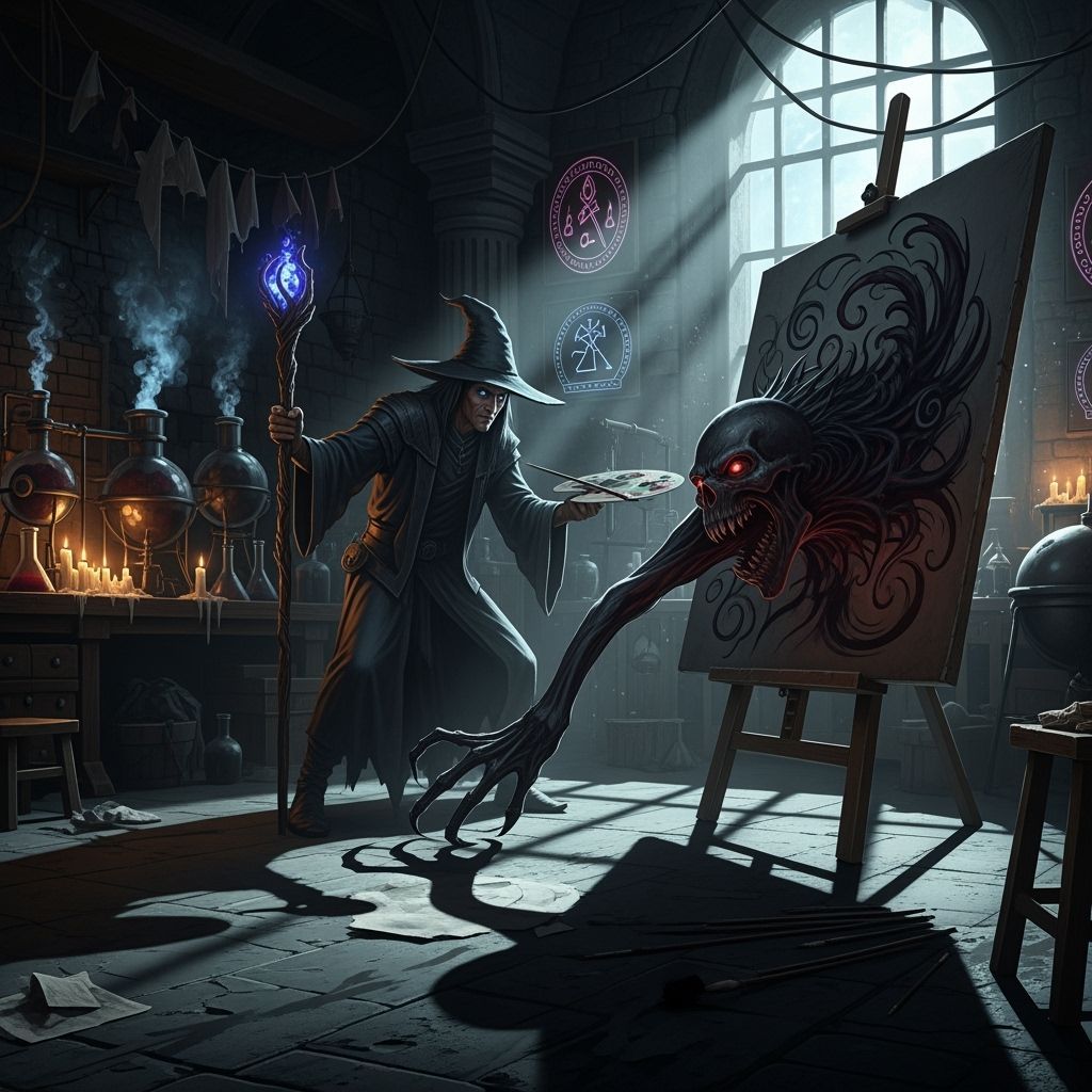 Dark Wizard Paints Shadow Monster into Existence