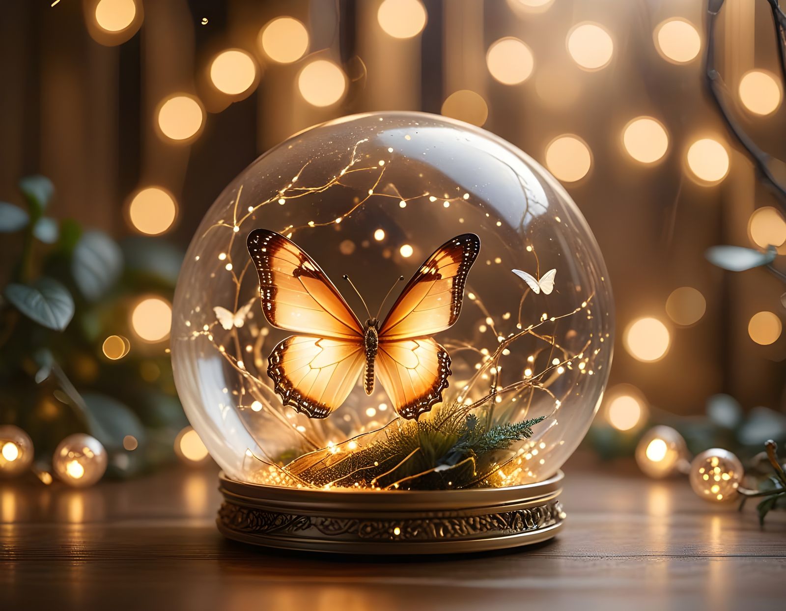 Enchanted Glass Orb Encloses a Shimmering Butterfly