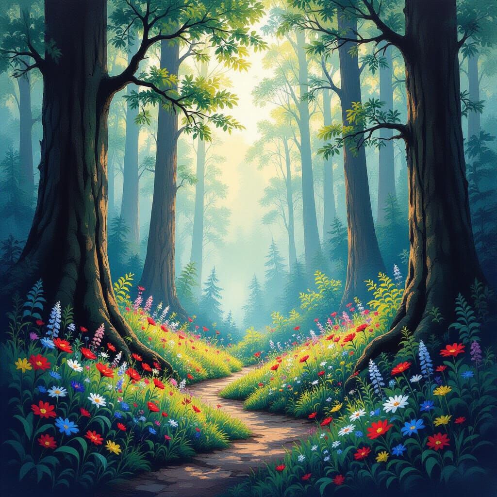 Enchanted Forest: Ethereal Gouache and Charcoal Fantasy