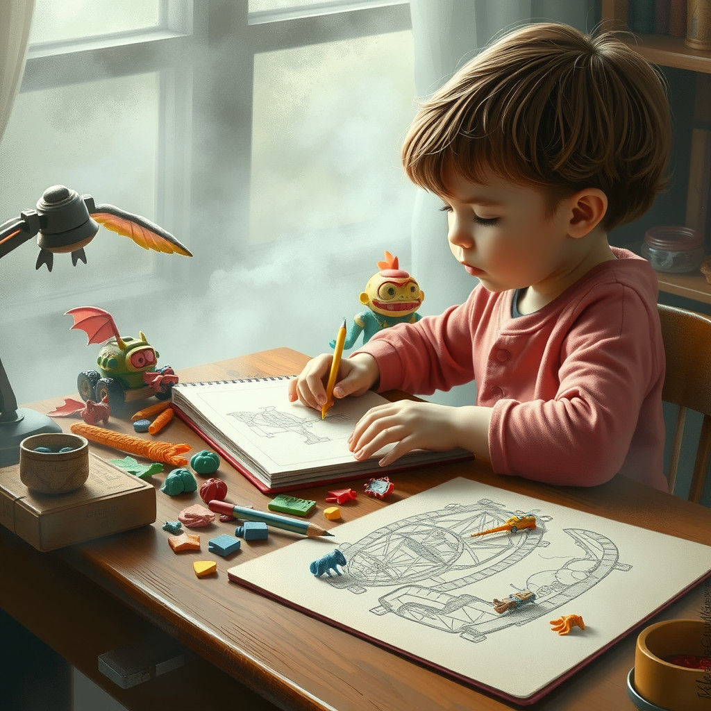 Child's Plasticine Art in Dreamlike Style