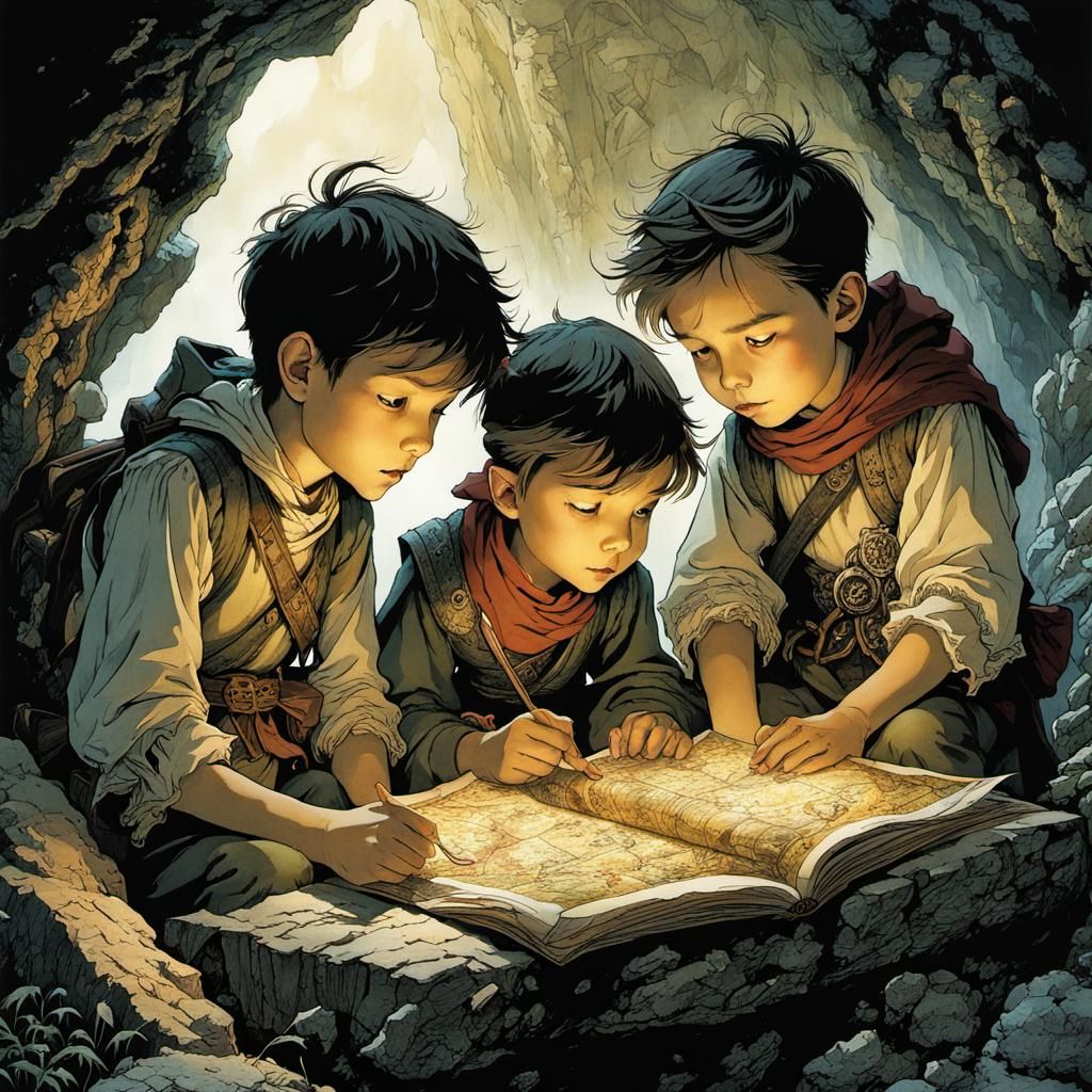 Siblings Discover Treasure Map in Dark Dungeon