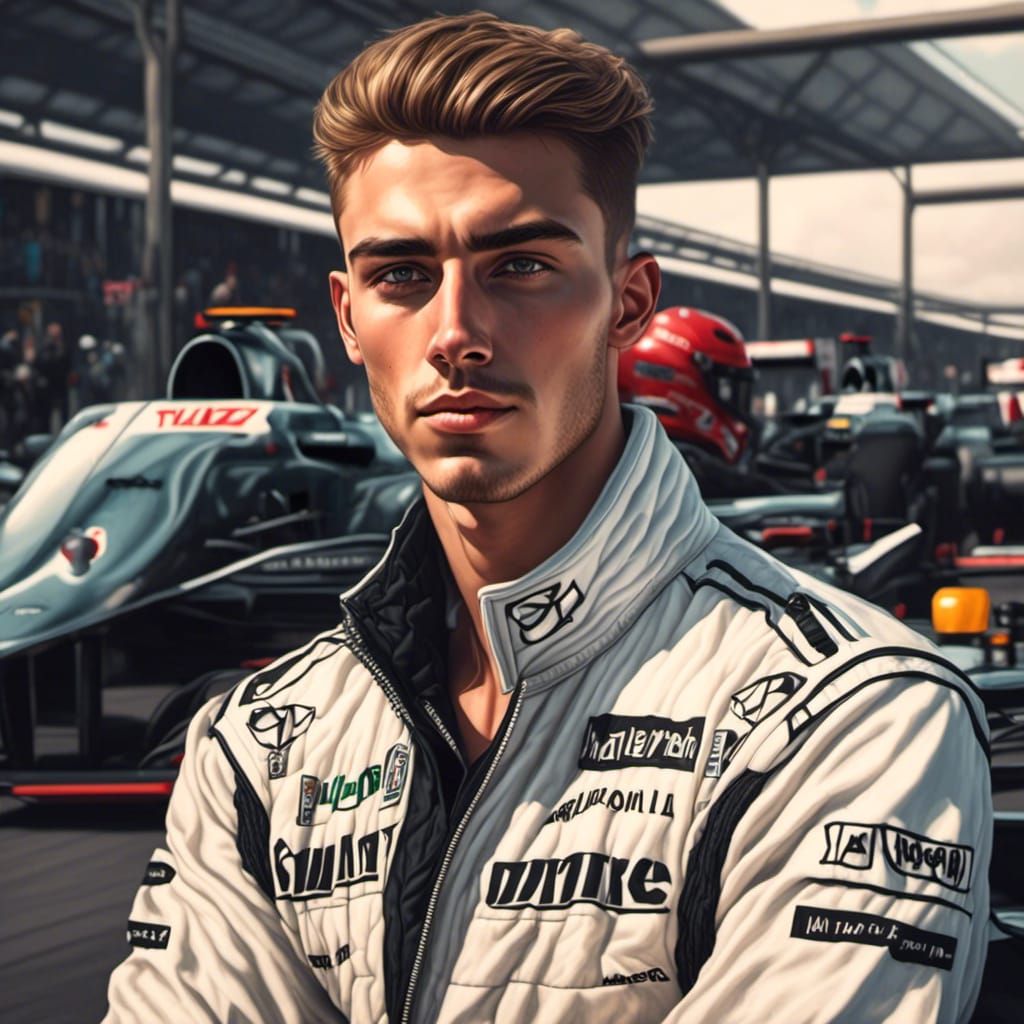 Handsome 90s Formula One Driver Portrait