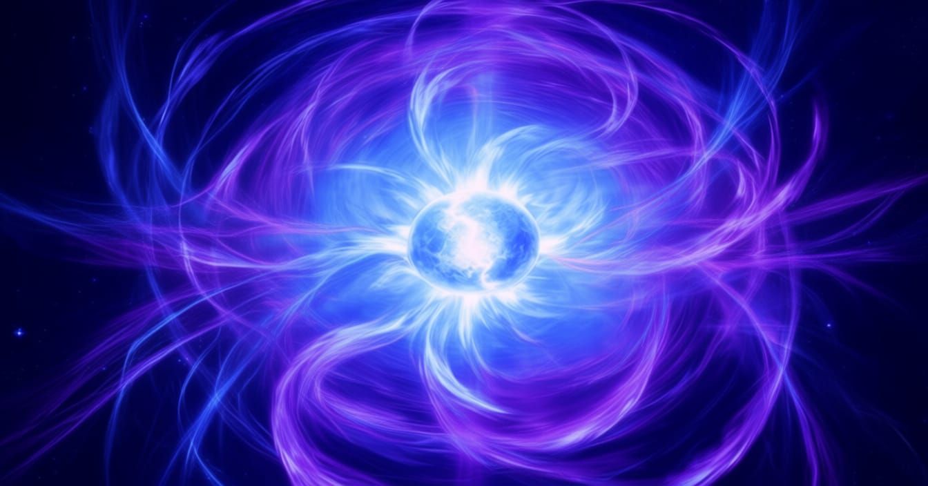 Vibrant Magnetar Plasma Field in Blue and Violet
