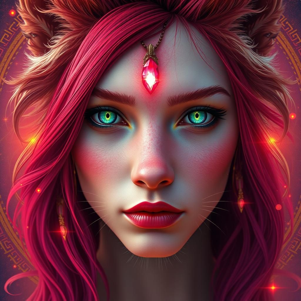 Ethereal Lion-Girl Portrait in High Fantasy Style