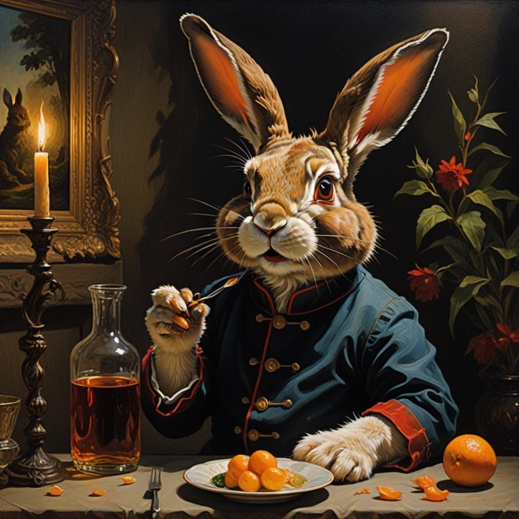 Rabbit Visits Satan in Painterly, Darkly Humorous Style