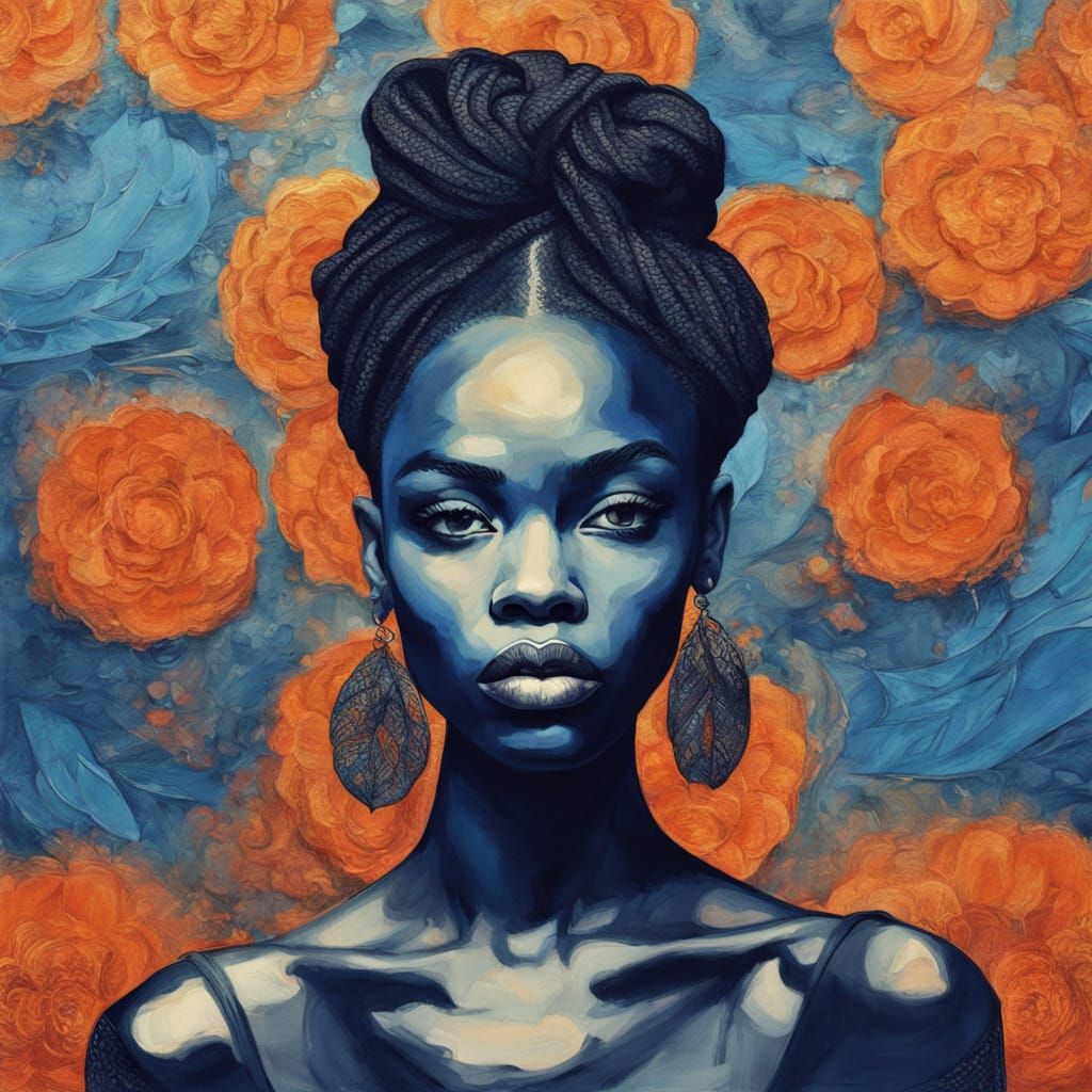 Abstract Expressionist Portrait of a Woman in Vibrant Colors