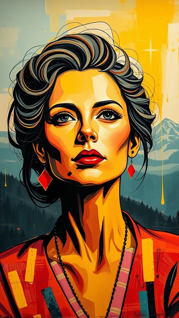 Surreal Portrait in Style of Jean, Warhol, Picasso