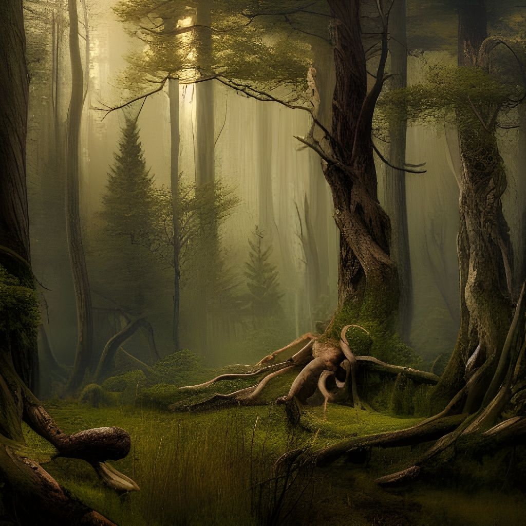 Dryad Forest in Photorealistic Digital Painting Style