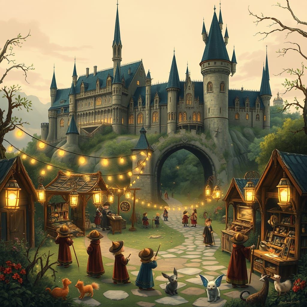 Mystical Young Magicians at Hogwarts-Like Castle