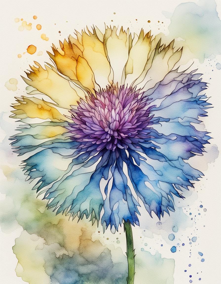 Vibrant Bachelor Button Flower in Splendid Iridescent Hues