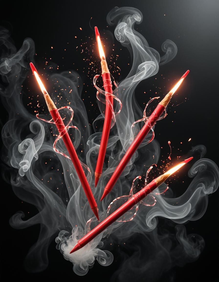 Magical Red Pencils Floating in Air