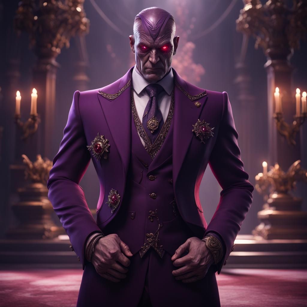 Four-Armed Villain in Purple Suit: Fantasy Concept Art