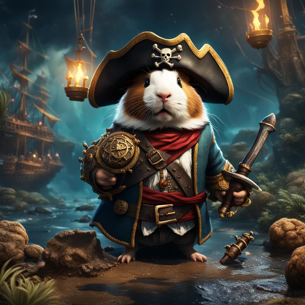 Detailed Pirate Guinea Pig Fantasy Concept Art