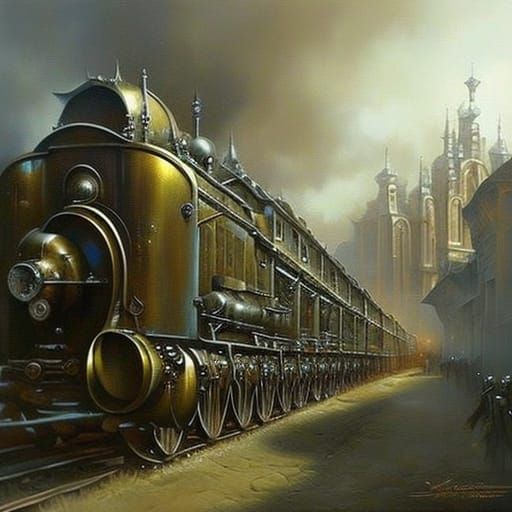 Steampunk Dreamscape as Oil Painting