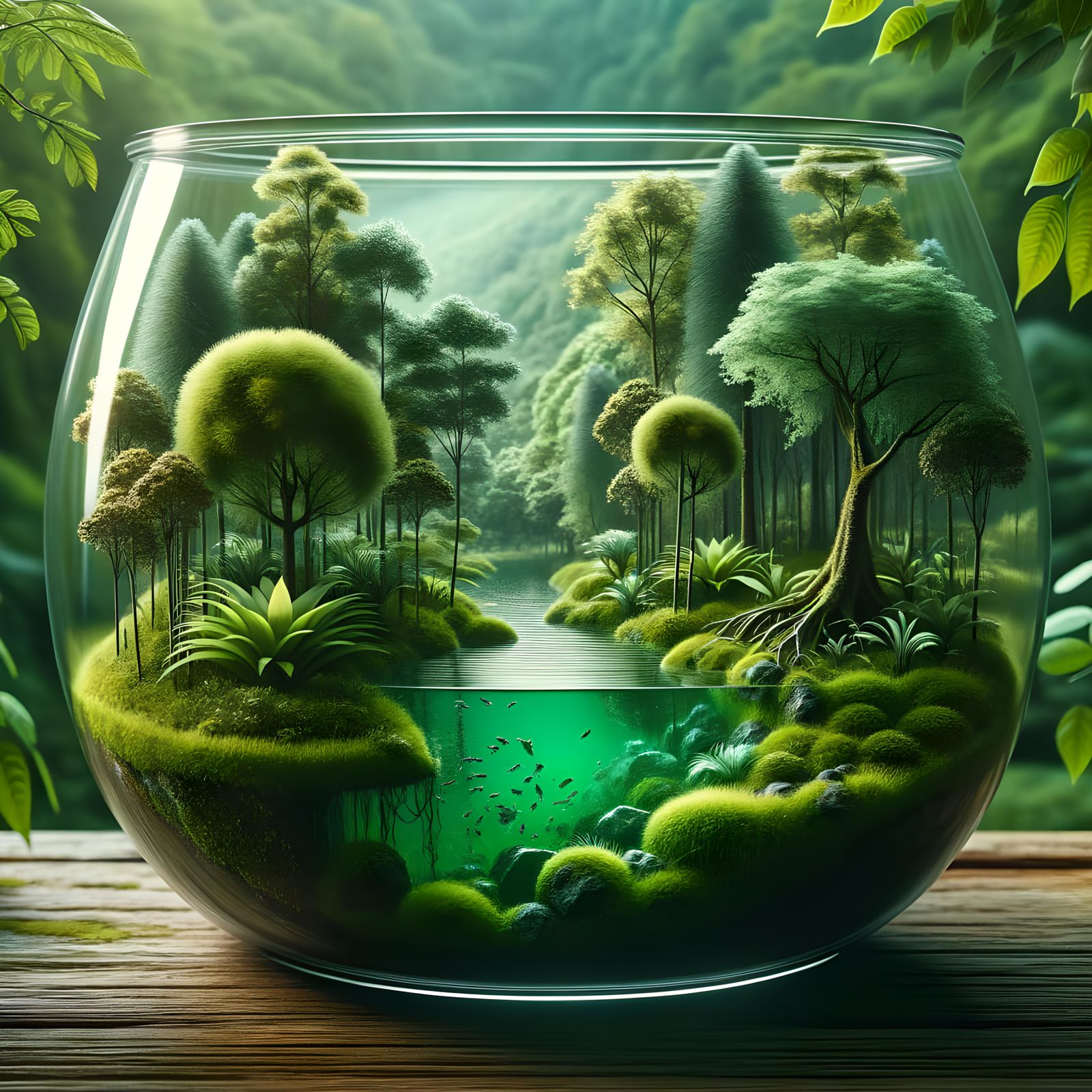 Lush Green Forest Terrarium in High Resolution