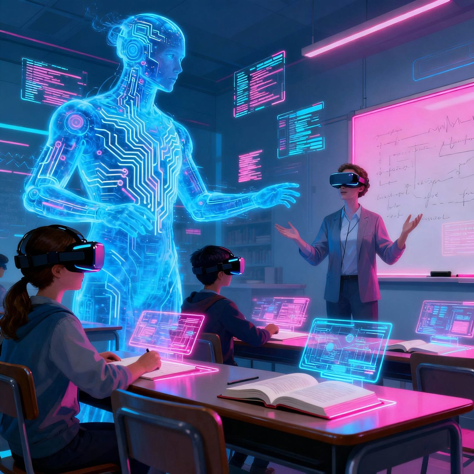 AI Tutors in Holographic VR Learning Environments