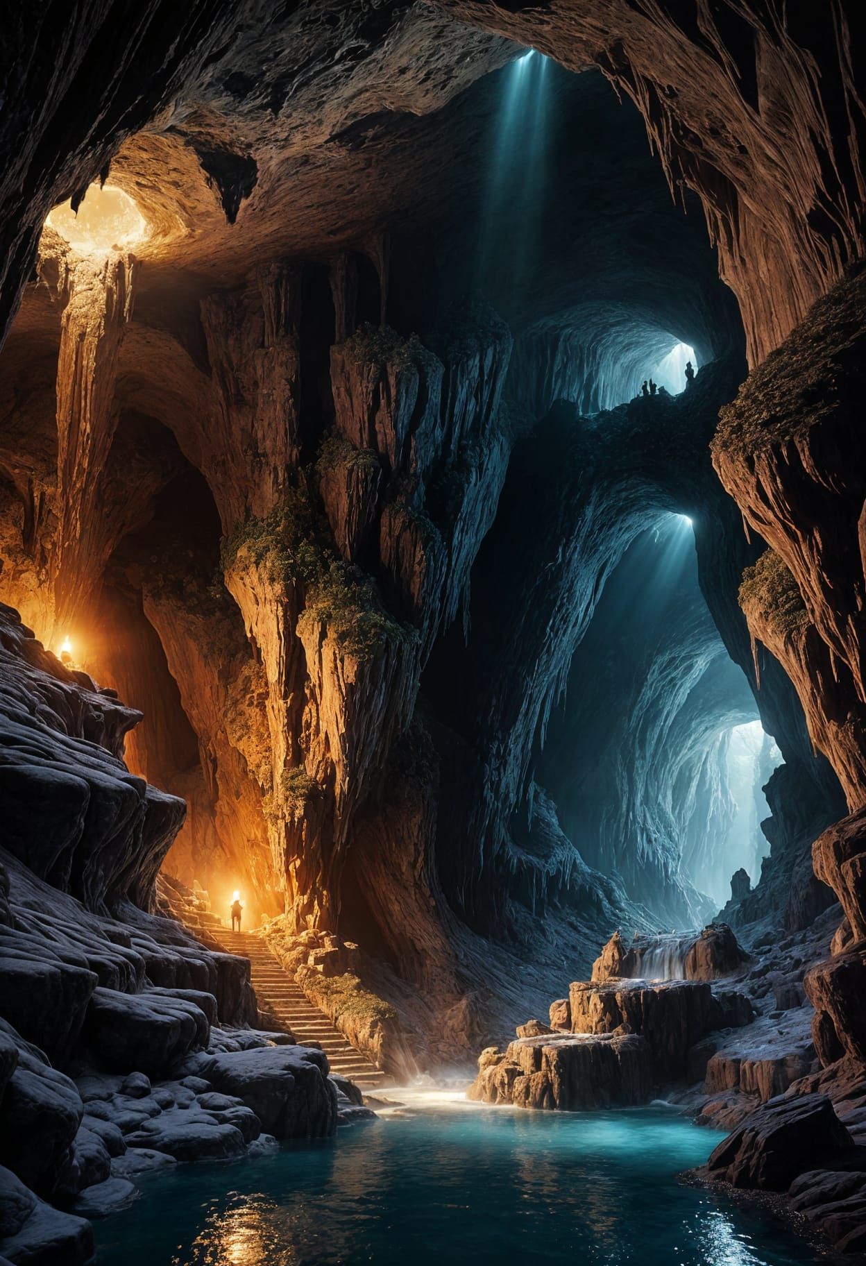 Stunning Underground Cavern in Warm, Cinematic Lighting
