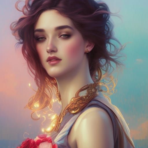 Parisian Beauty with Eiffel Tower, Hyperdetailed Portrait