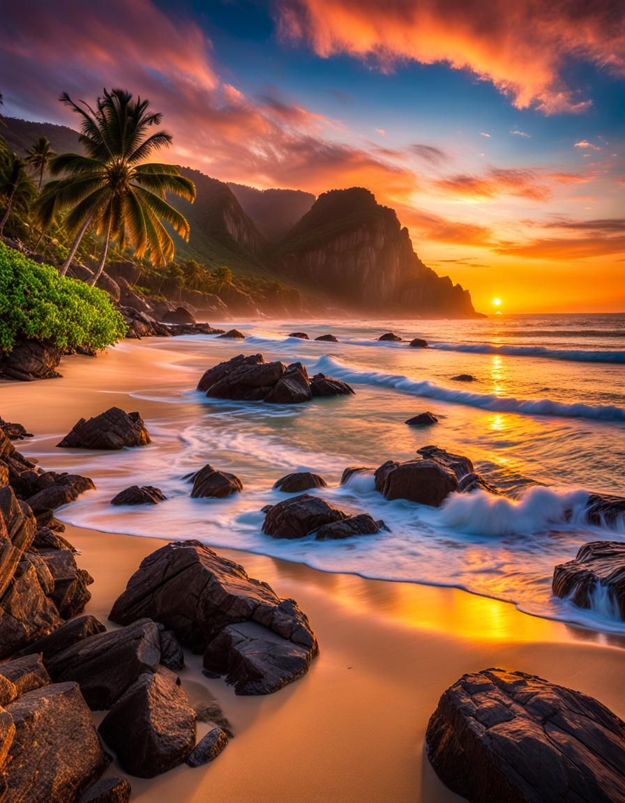 Mesmerizing Tropical Beach Sunset Paradise