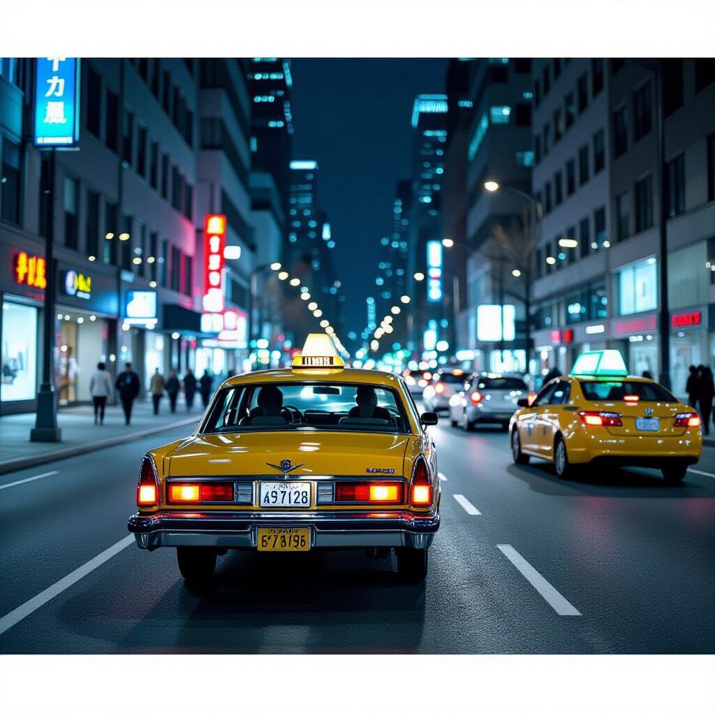 Night Taxi in Street Photography Style