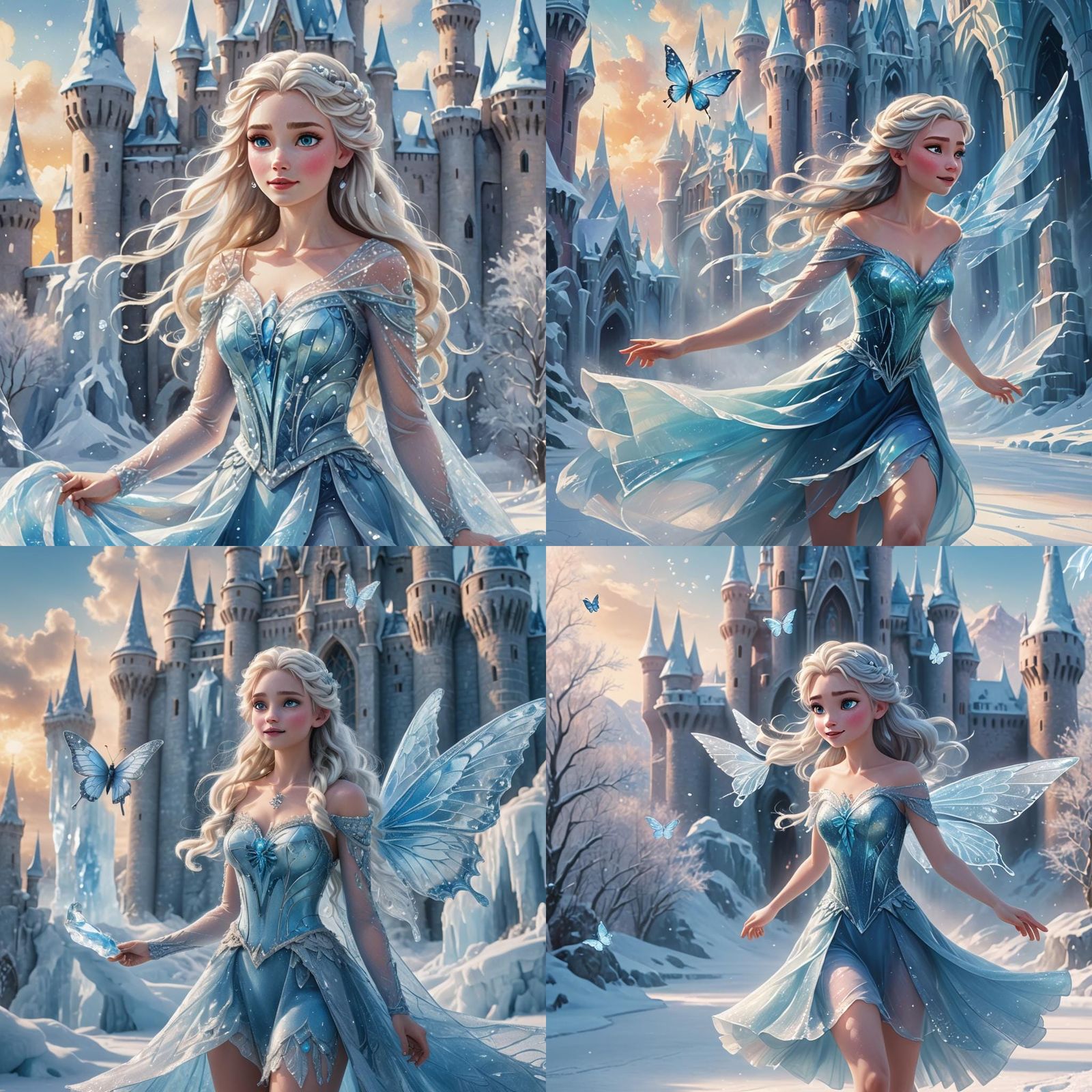 Elsa with Ice Butterfly Wings Skating at Ice Castle