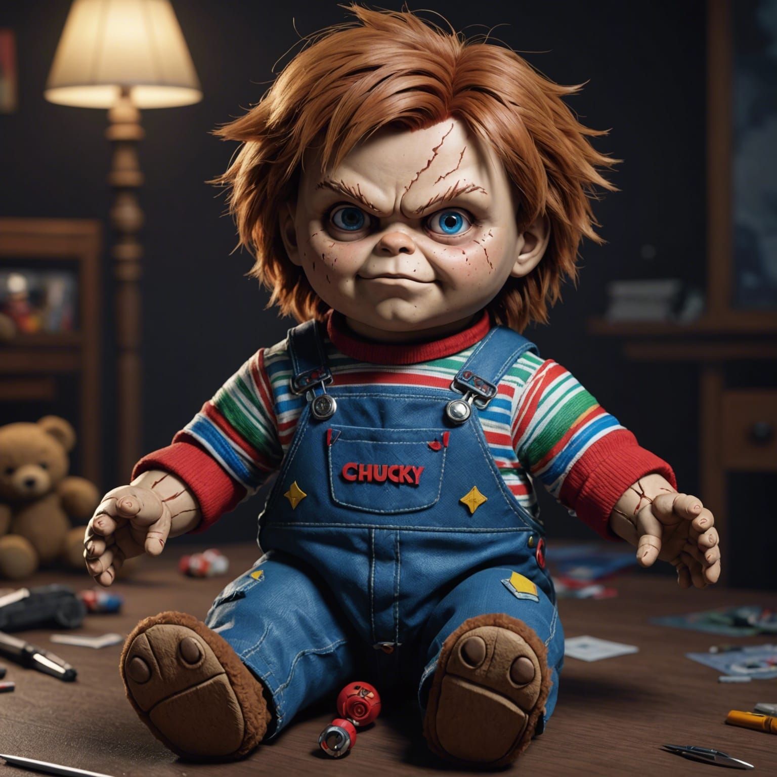 Chucky Teddy Bear in 3D Anime Style