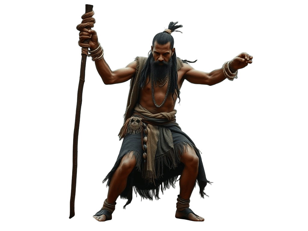 Tribal Sorcerer Strikes the Ground in a Dramatic, Stormy Lan...