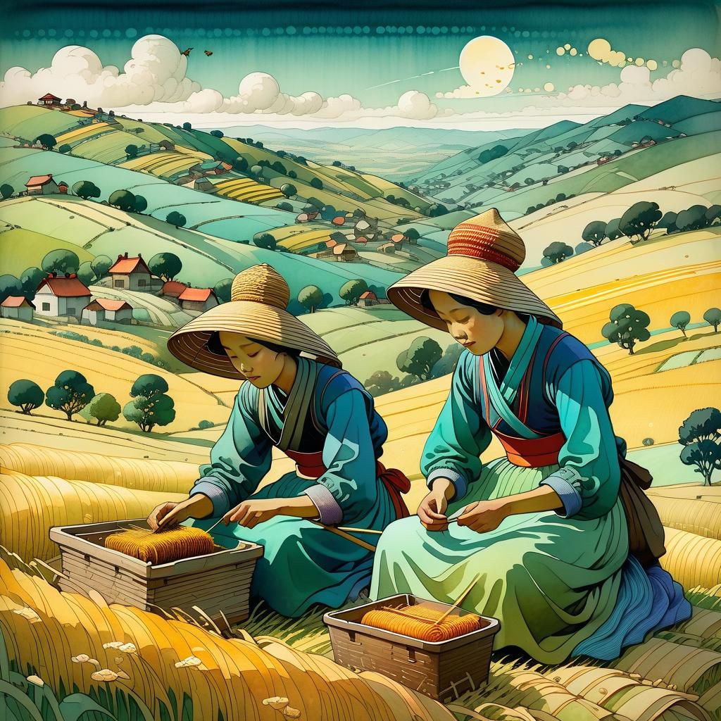 Rural Landscape as Uneven Watercolor Painting