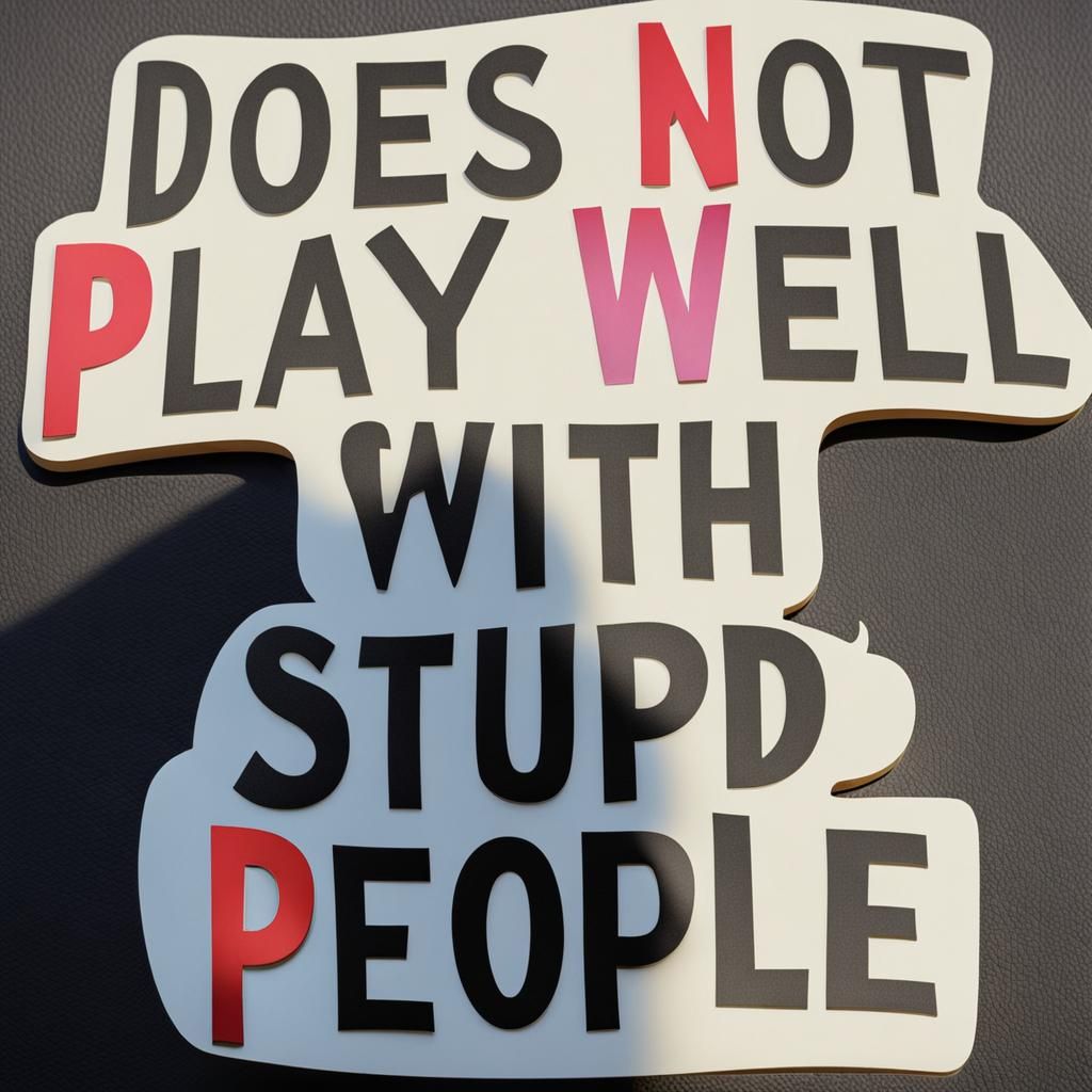 Text Art: "Does Not Play Well With Stupid People"
